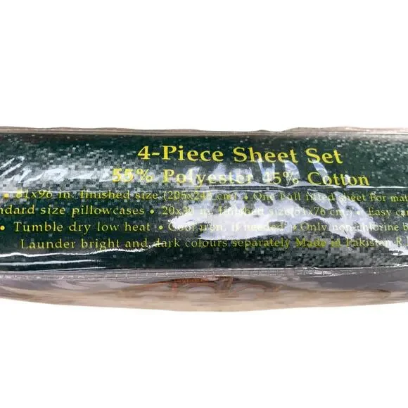 Vintage 70s 80s Camelot Full Muslin 4 Piece Floral Sheet Set Cottagecore NOS